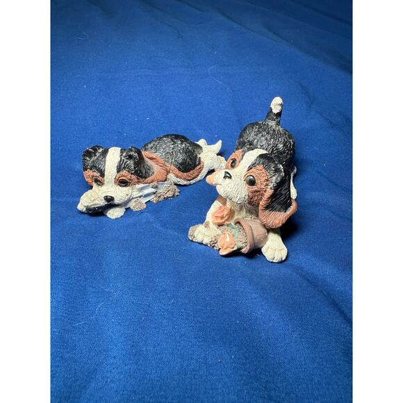 1993 Kathy Wise playful puppy ceramics set of 2 vintage decor collectibles - Picture 2 of 5